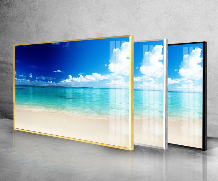 Tropical Maldives Beach Glass Wall Art