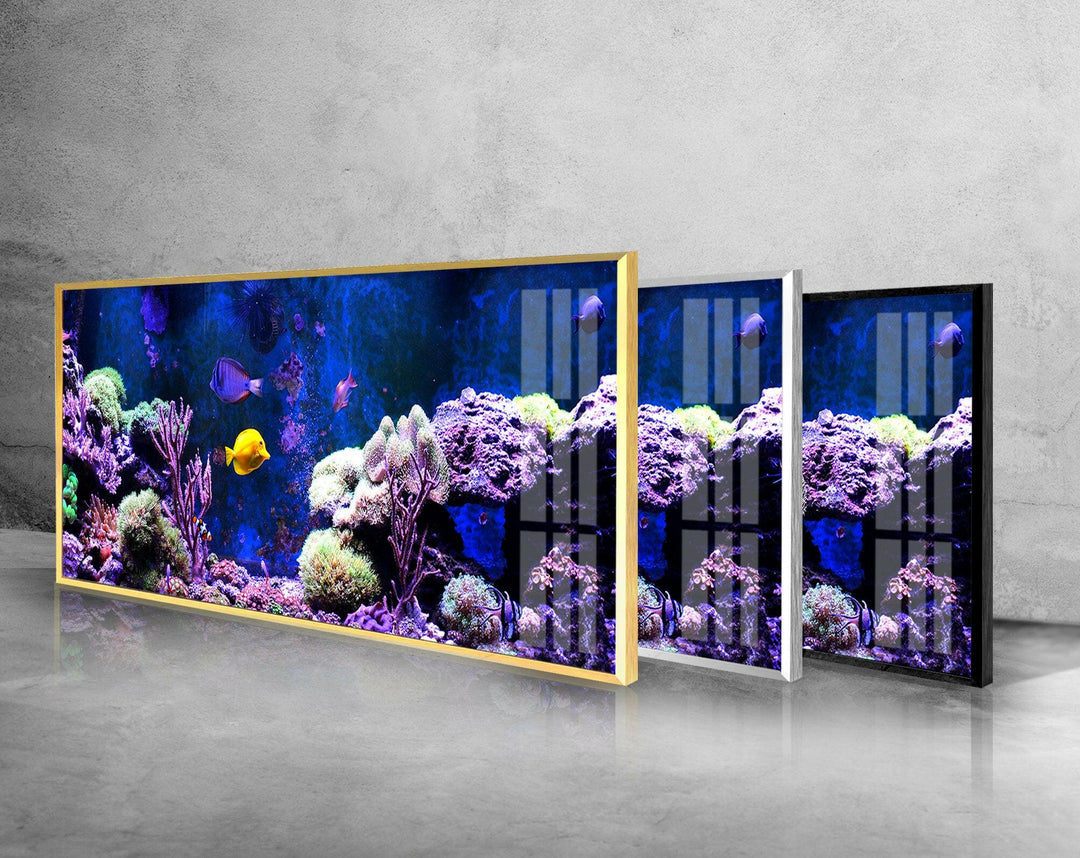 Marine, Blue Aquarium Glass Wall Art, glass art painting, glass art for the Wall