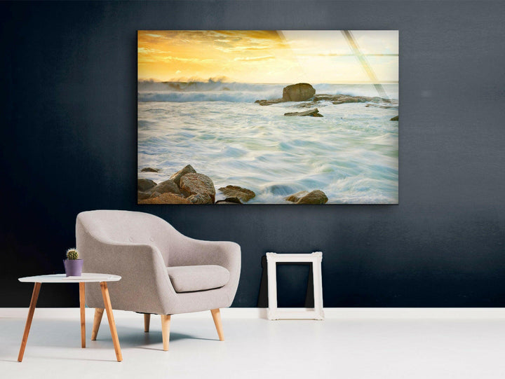 Big Ocean Waves Glass Wall Art photo print on glass, prints on glass wall art