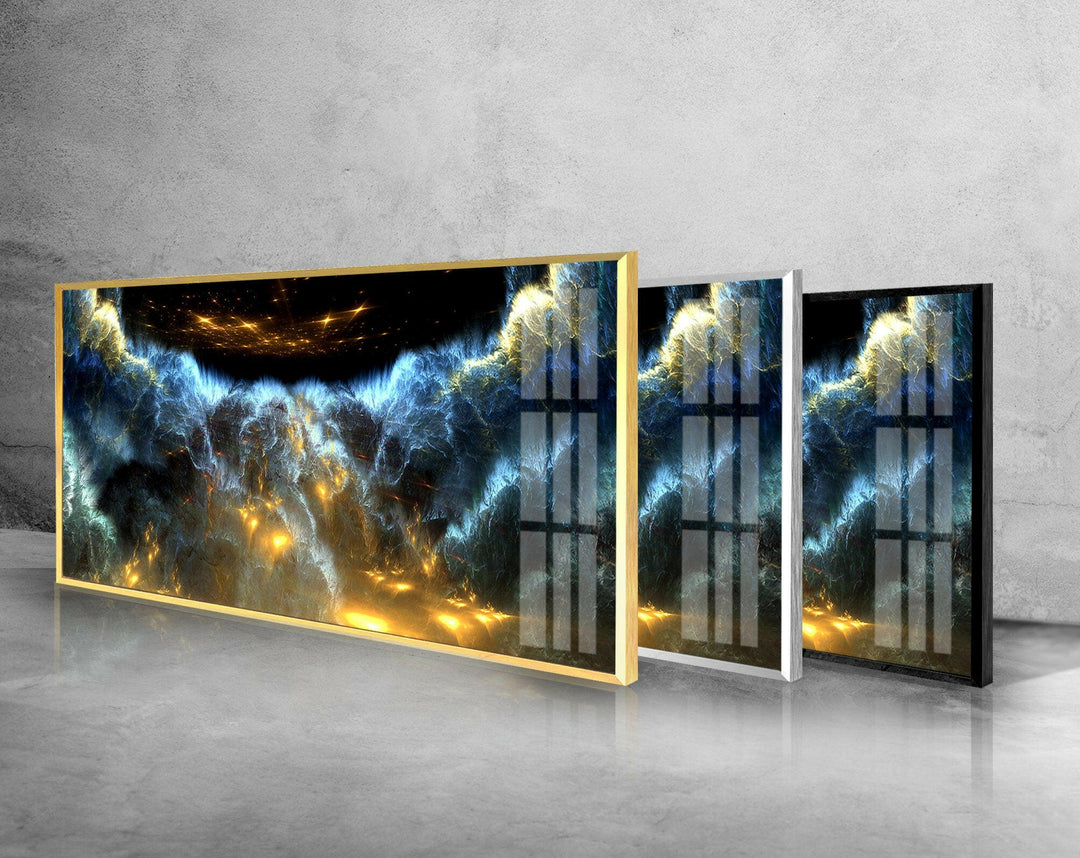 Blue & Black Cloud Abstract Glass Wall Art, art glass wall art, glass wall art pictures