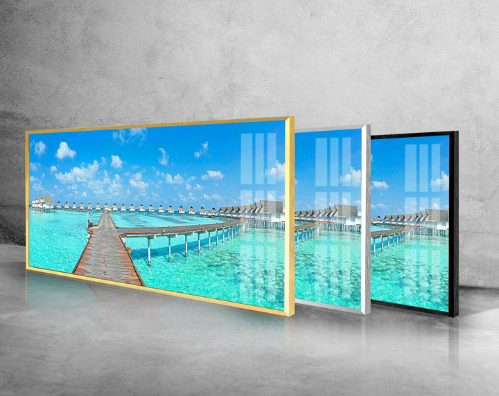 Tropical Maldives Glass Wall Art, picture on glass wall art, photos printed on glass