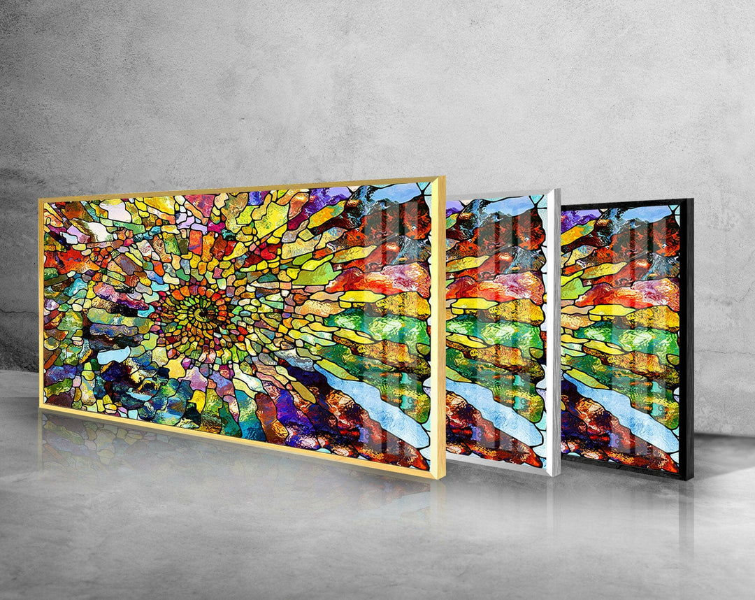 Colorful Abstract Stained Glass Wall Art, print on glass, glass printed photos