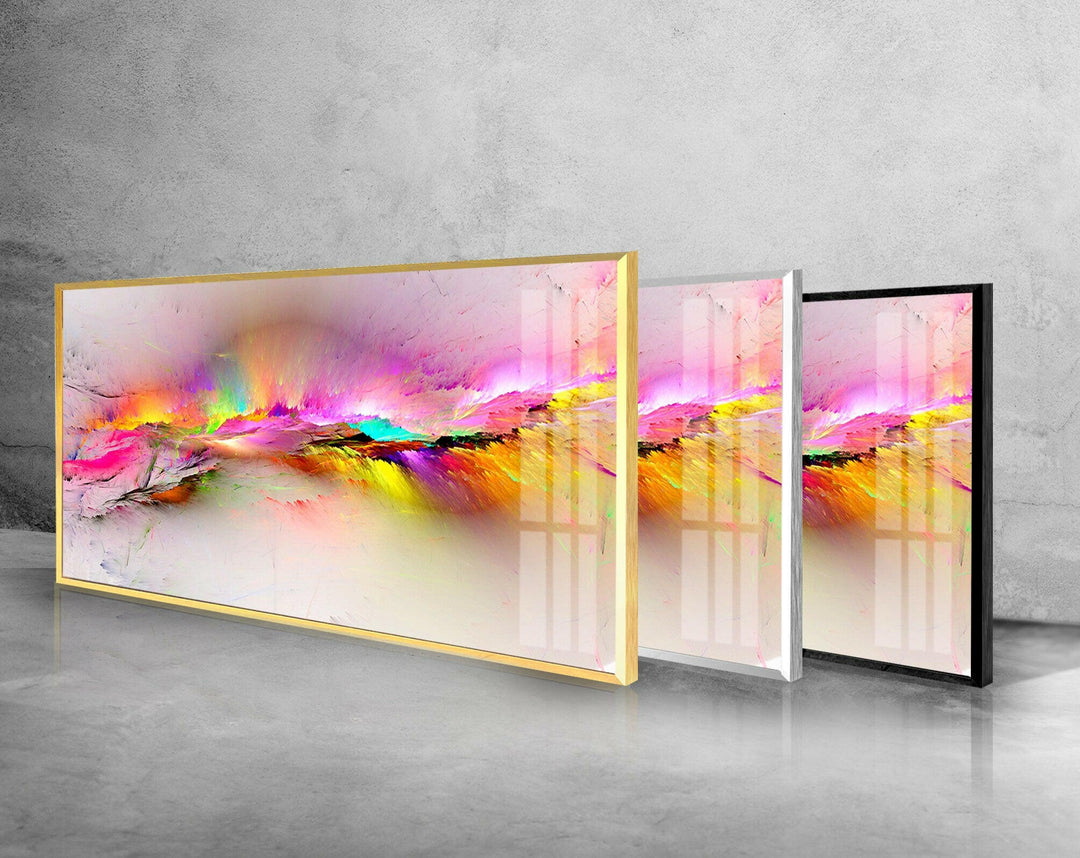 Pink Color Splash Abstract Glass Wall Art, custom glass photo prints, large glass prints