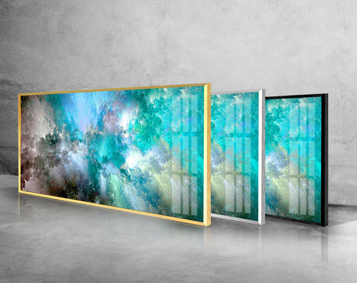 Light Blue Cloud Abstract Glass Wall Art, glass pictures for Wall, glass prints wall art