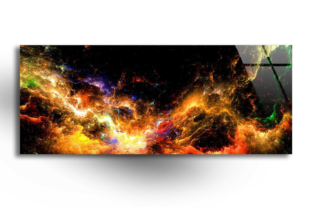 Cosmic Galaxy Abstract Glass Wall Art, picture on glass wall art, photos printed on glass 