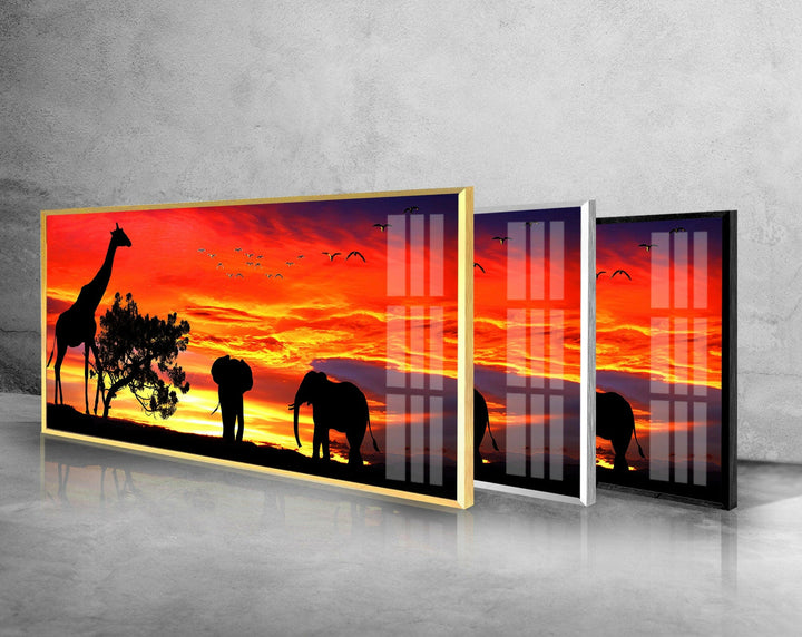 Safari Life, Sunset Glass Wall Art, glass pictures for Wall, glass prints wall art