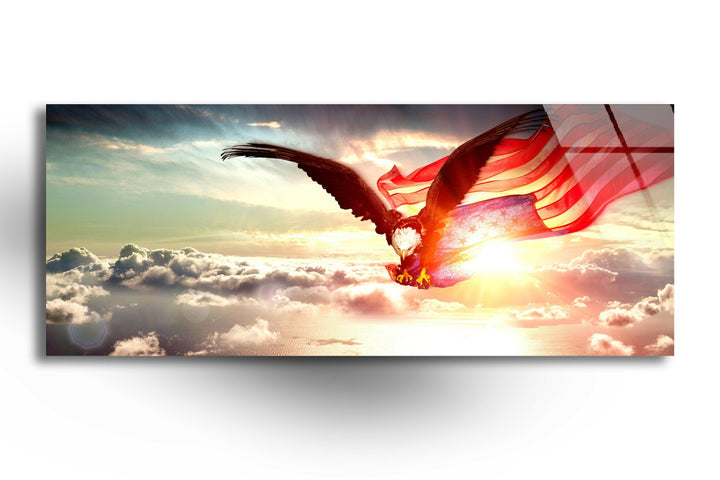 American Flag Eagle Glass Wall Art, print picture on glass, Tempered Glass Wall Art