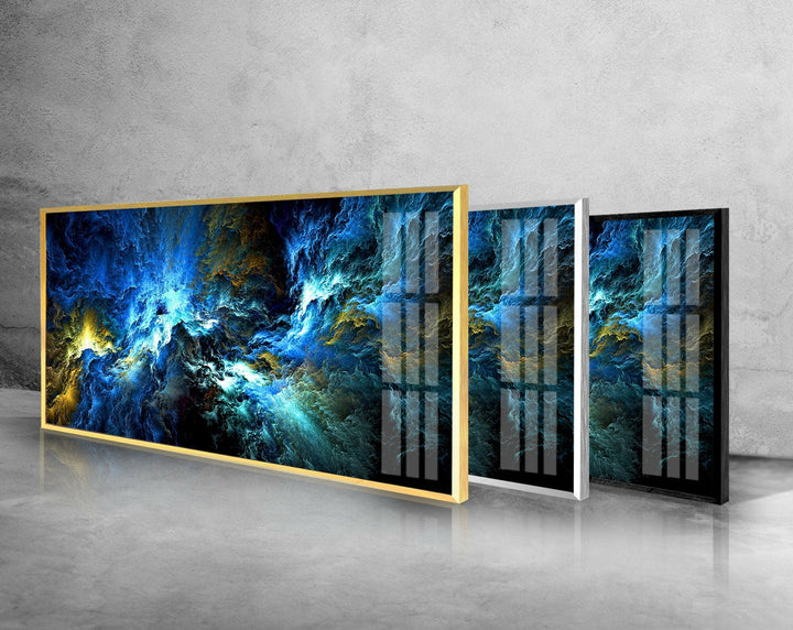 Blue, Black Cloud Abstract Glass Wall Art, Glass Printing Wall Art, Print photos on glass