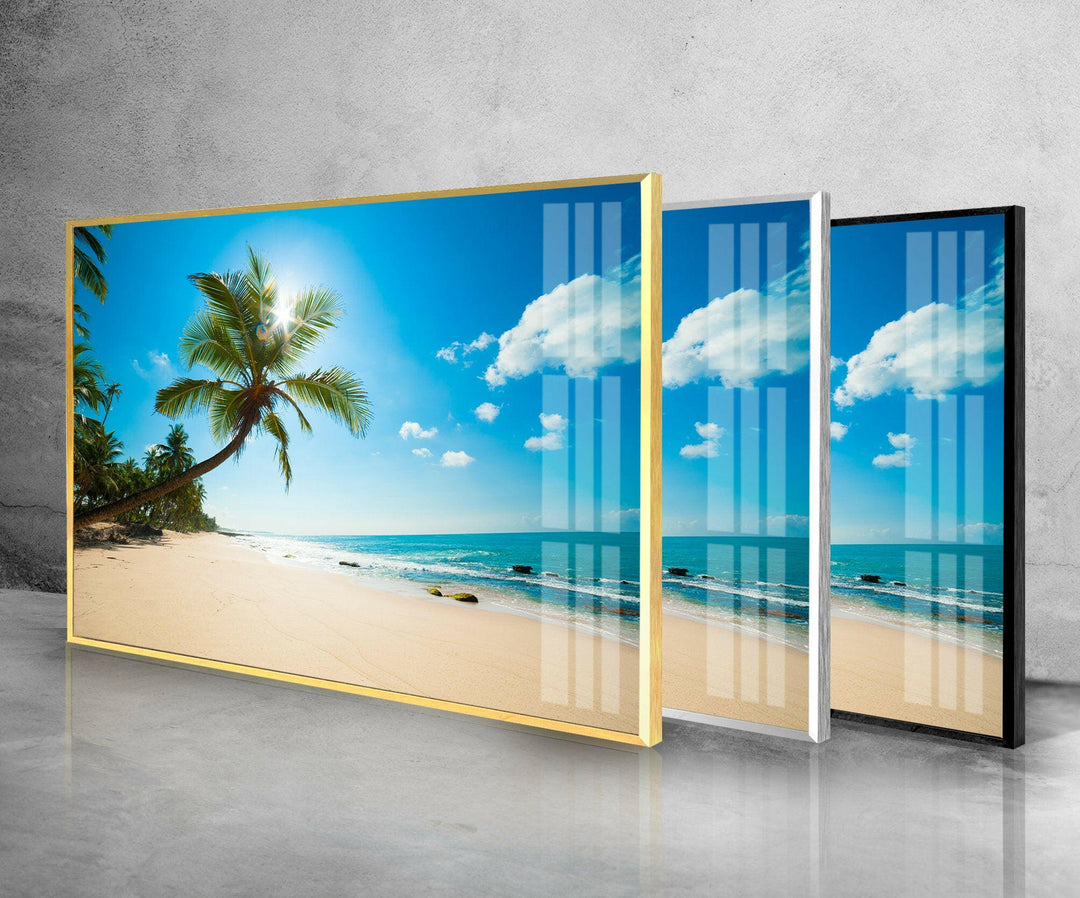 Summer Tropical Beach Glass Wall Art picture on glass wall art, photos printed on glass