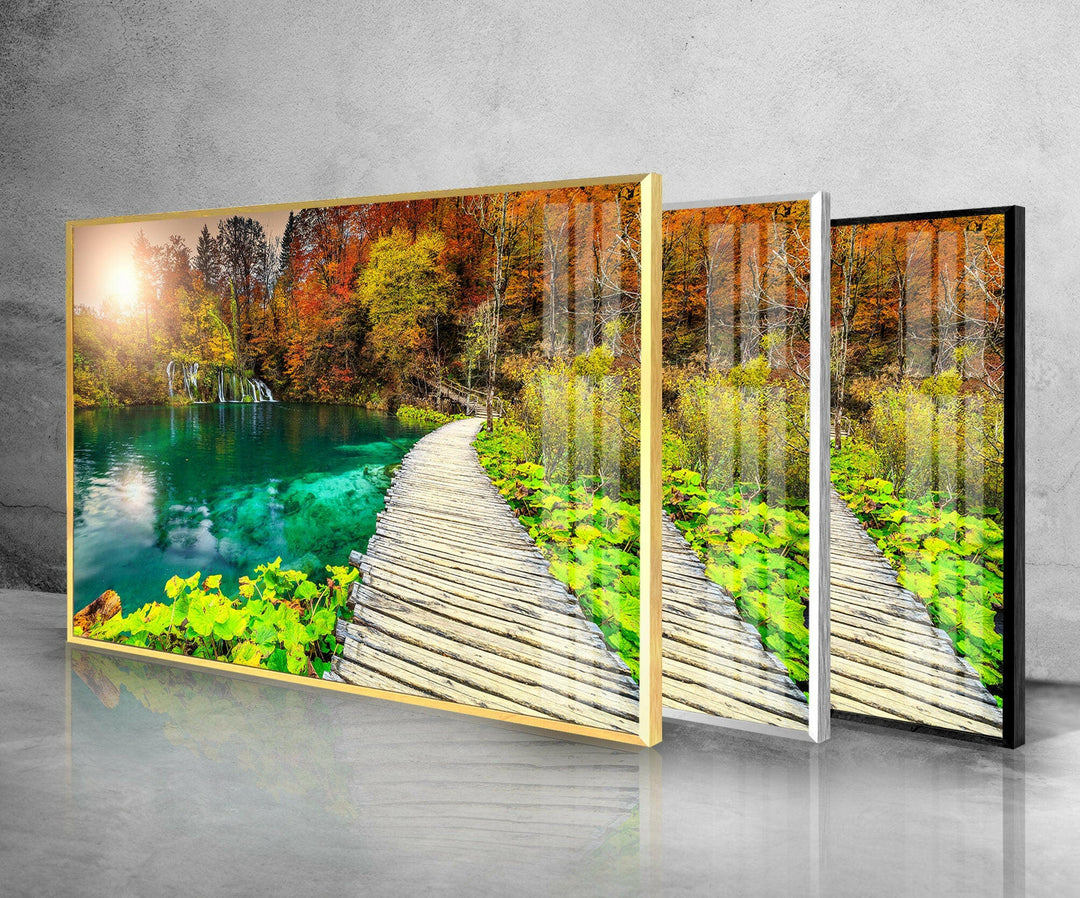 Plitvice Lake Landscape Glass Wall Art print picture on glass, Tempered Glass Wall Art