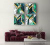 Set of Green White Abstract Tempered Glass Wall Art