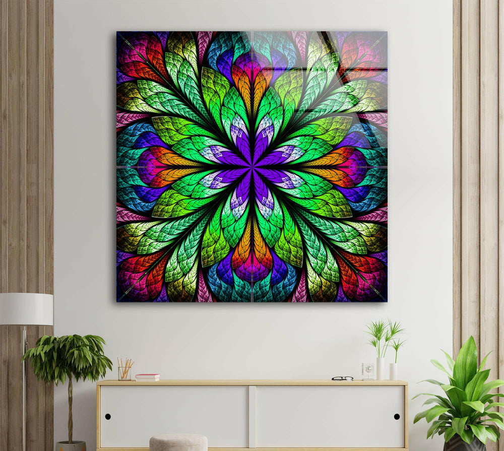 Fractal Flower in Glass Window Glass Wall Art glass image printing, glass prints from photos
