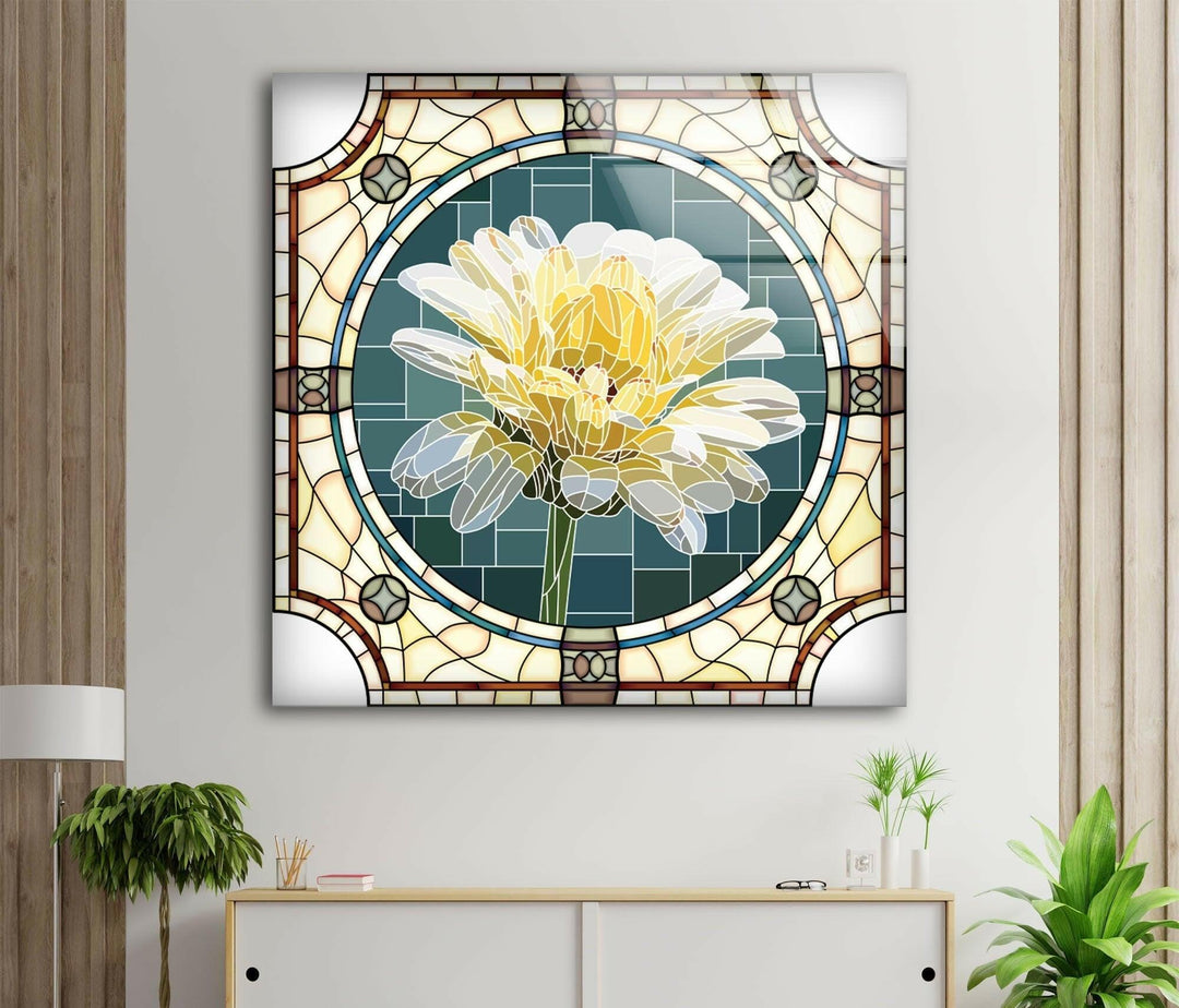 Stained Daisy Glass Wall Art glass image printing, glass prints from photos