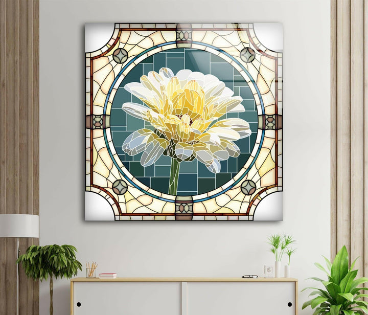 Stained Daisy Glass Wall Art glass image printing, glass prints from photos