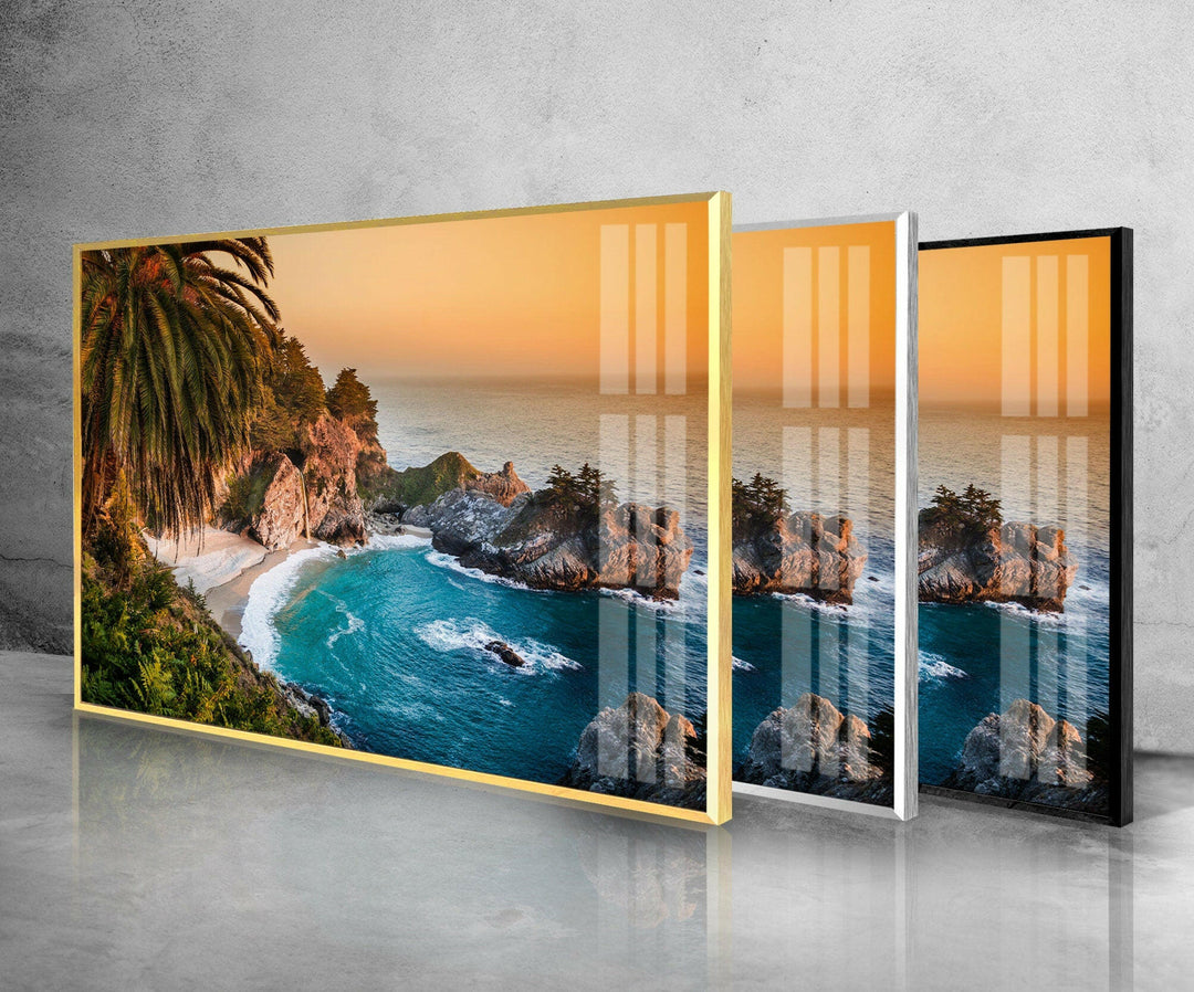 McWay Falls Glass Wall Art photo print on glass, prints on glass wall art