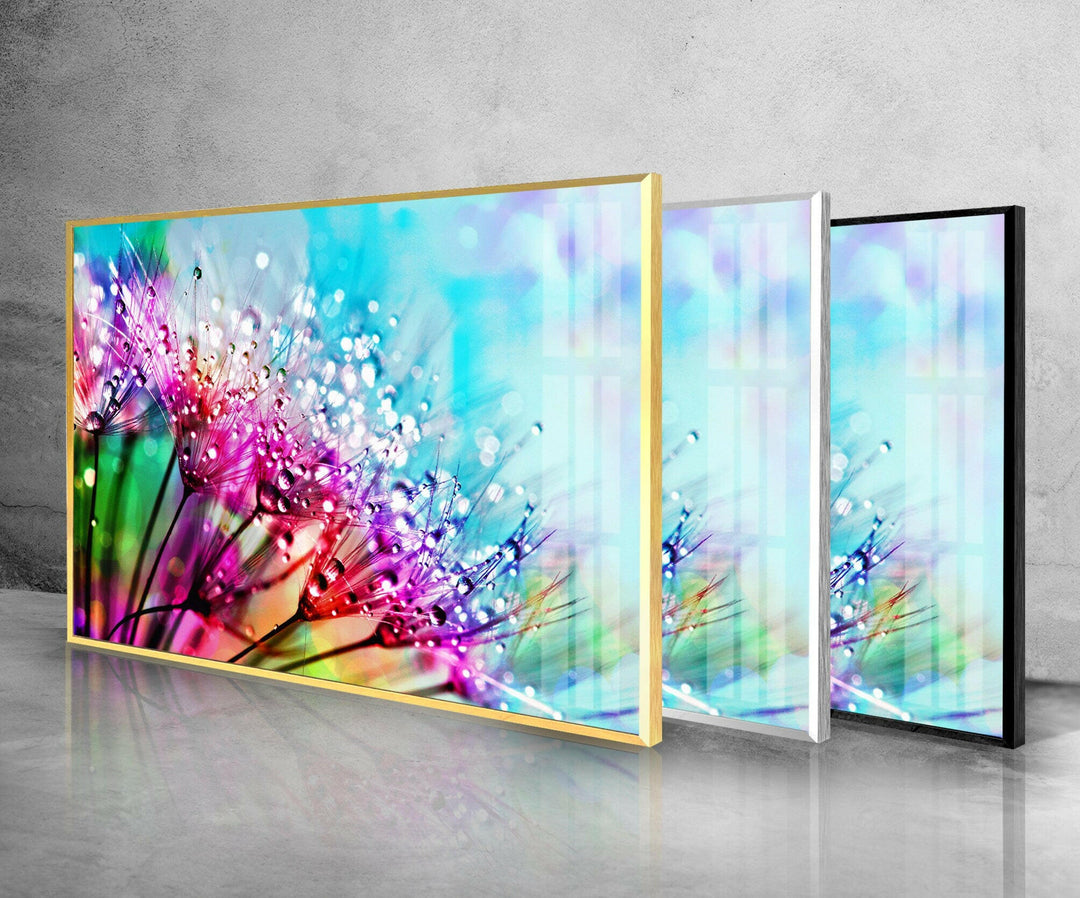 Flower Dandelion Glass Wall Art