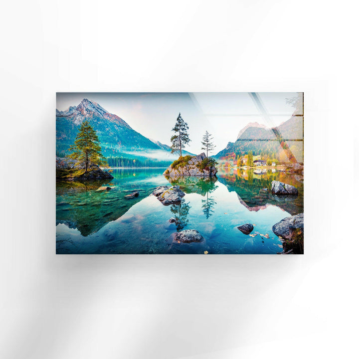 Hintersee Lake Landscape Glass Wall Art  glass art painting, glass art for the Wall