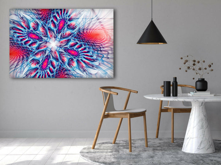 Blue Fractal Abstract Glass Wall Art glass image printing, glass prints from photos