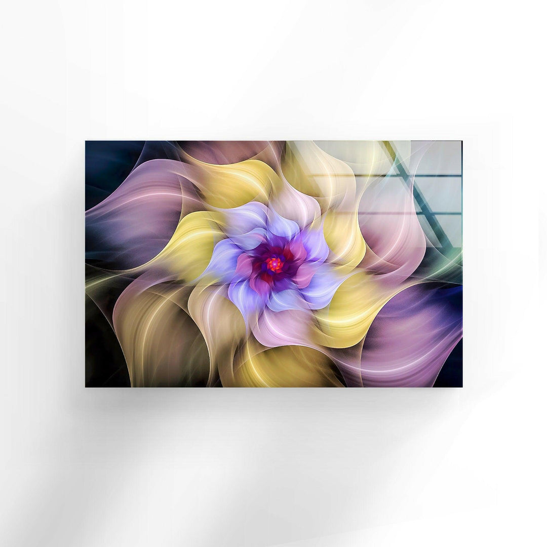 Fractal Colorful Flower Glass Wall Art, glass image printing, glass prints from photos