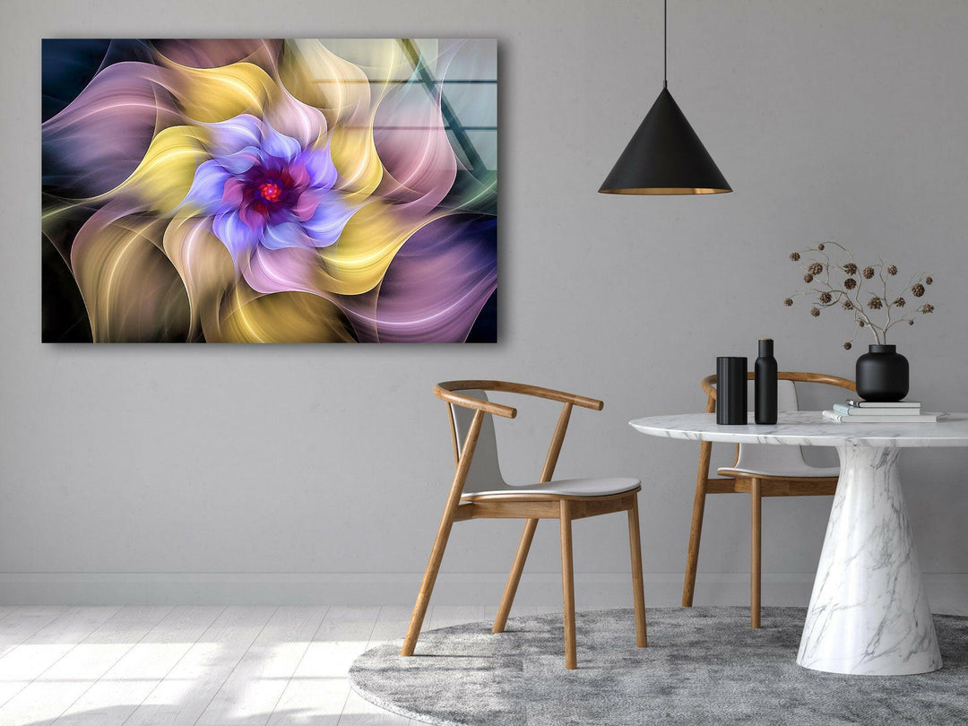 Fractal Colorful Flower Glass Wall Art, glass photo prints, glass picture prints