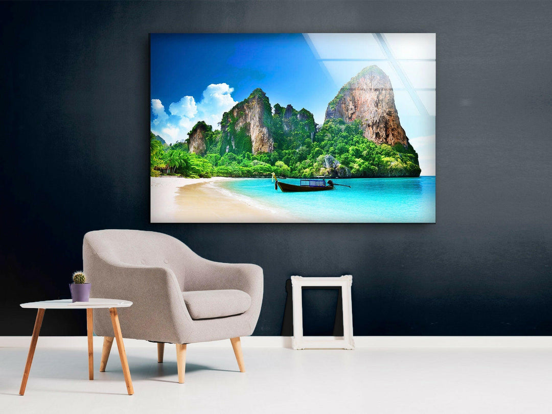 Phuket Tropical Island Glass Wall Art photo print on glass, prints on glass wall art