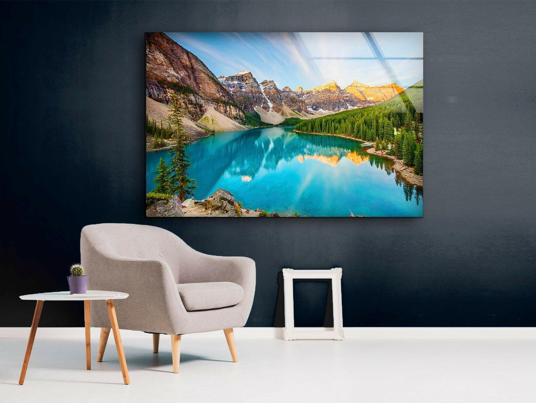 Moraine Lake Colorful Glass Wall Art art glass wall art, glass wall art pictures