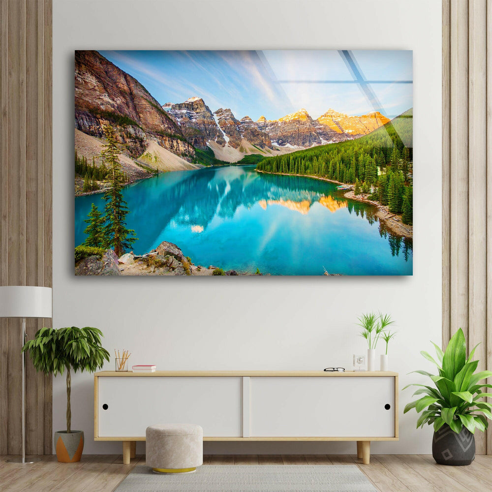 Moraine Lake Colorful Glass Wall Art glass wall decor, glass wall art decor