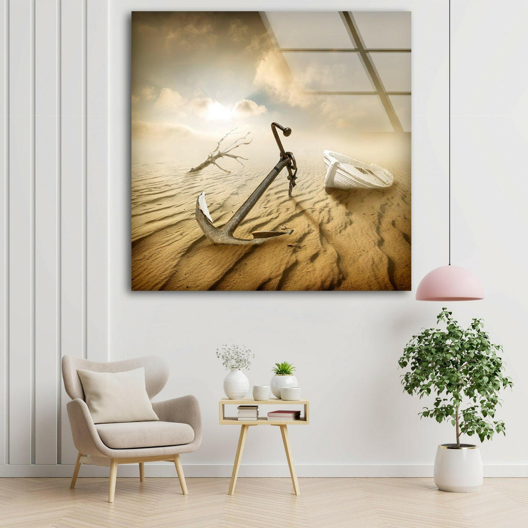 Sailboat Anchor Glass Art Painting & Cool Wall Art