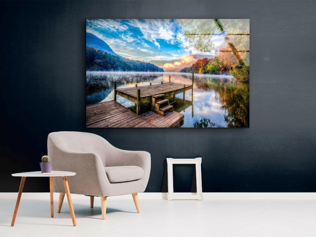 Lake & Mountain Landscape Glass Wall Art picture on glass wall art, photos printed on glass