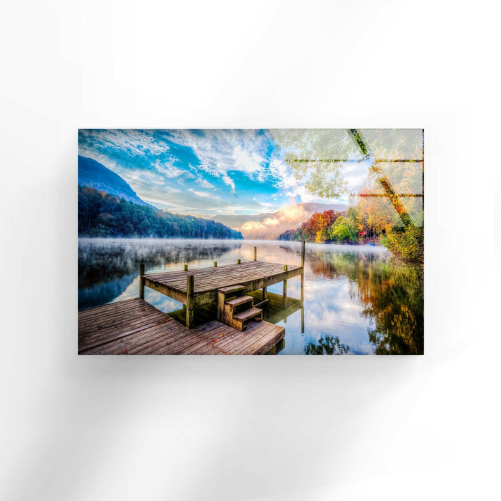 Lake & Mountain Landscape Glass Wall Art print on glass, glass printed photos