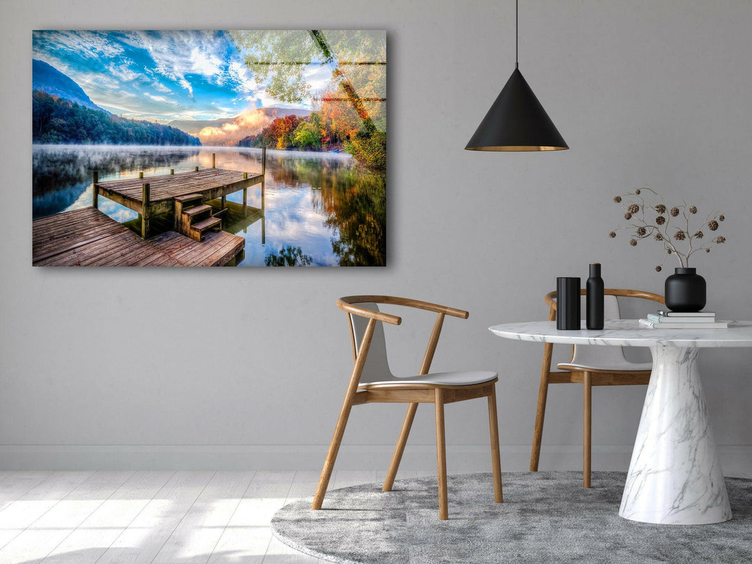 Lake & Mountain Landscape Glass Wall Art custom glass photo prints, large glass prints