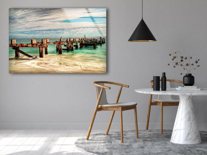 Pier Leading Out Over The Sea Glass Wall Art glass image printing, glass prints from photos