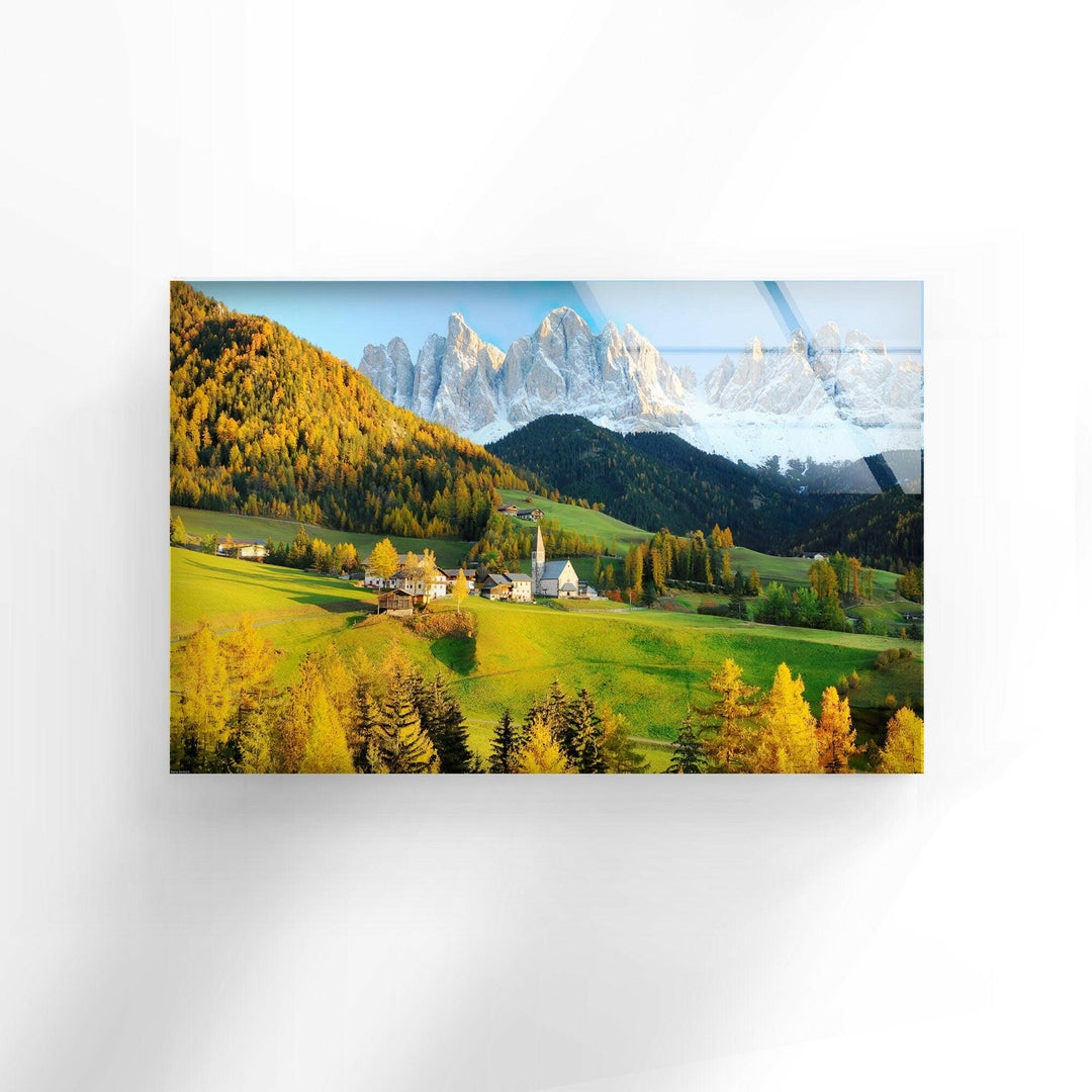 Val Di Funes Landscape Glass Wall Art large glass photo prints, glass wall photos