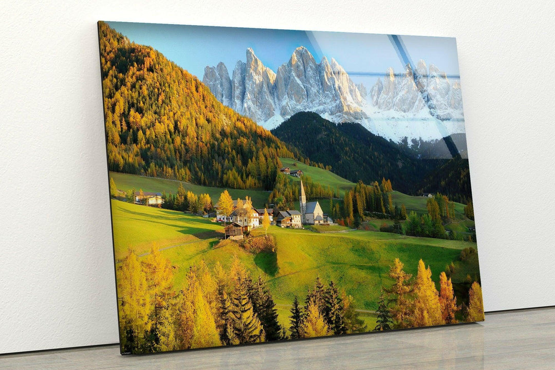 Val Di Funes Landscape Glass Wall Art glass photo prints, glass picture prints