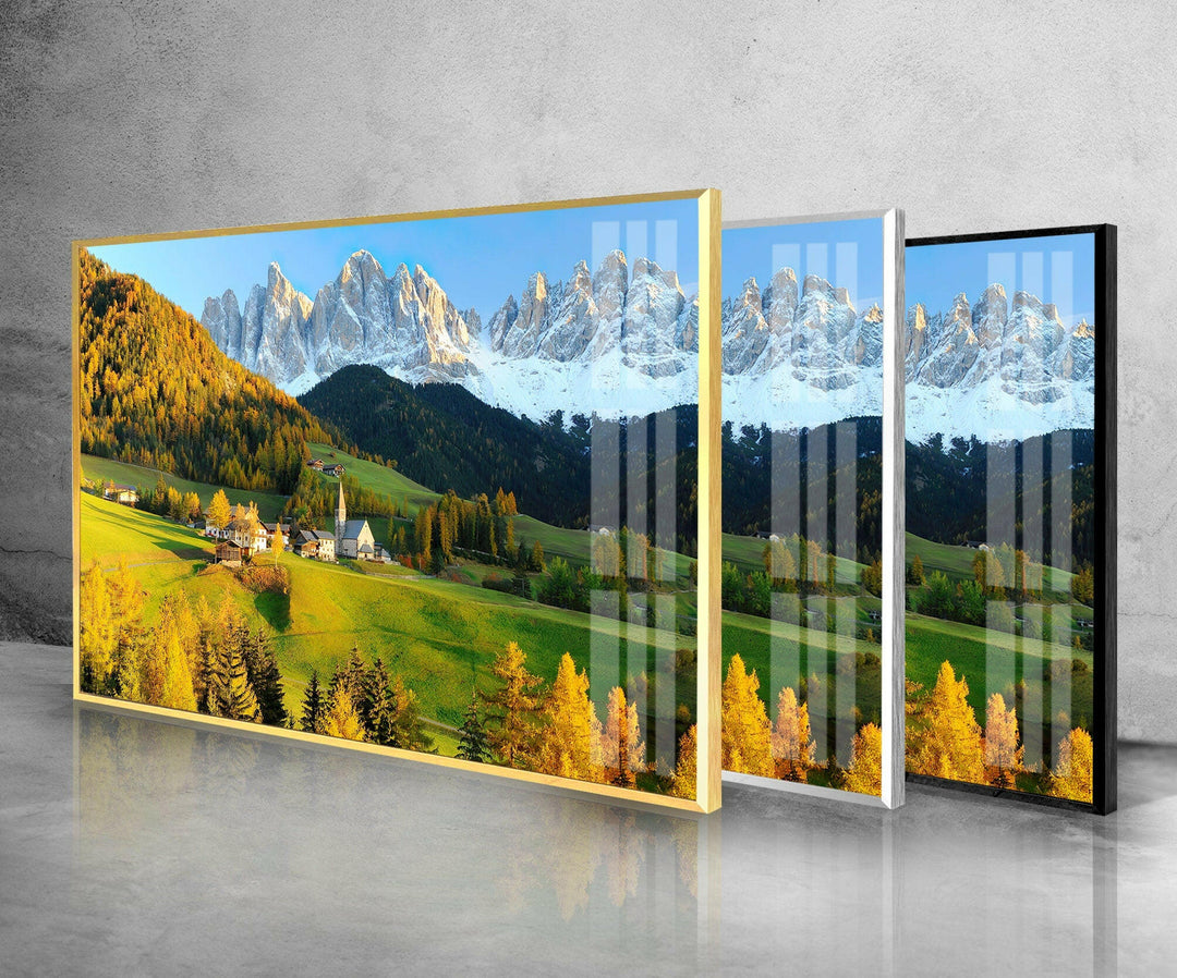 Val Di Funes Landscape Glass Wall Art custom glass photo prints, large glass prints