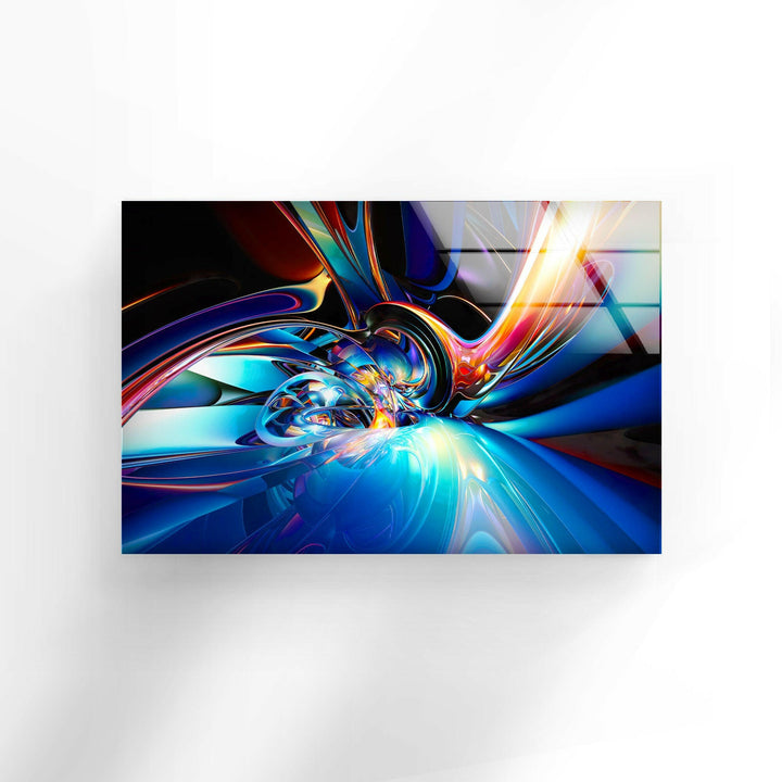 Fractal Blue Abstract Glass Wall Art glass image printing, glass prints from photos