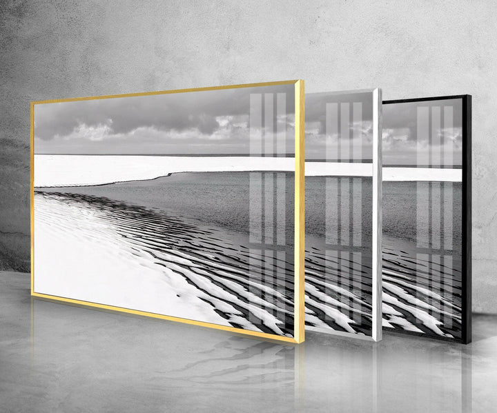 Black & White Ocean Glass Wall Art glass image printing, glass prints from photos