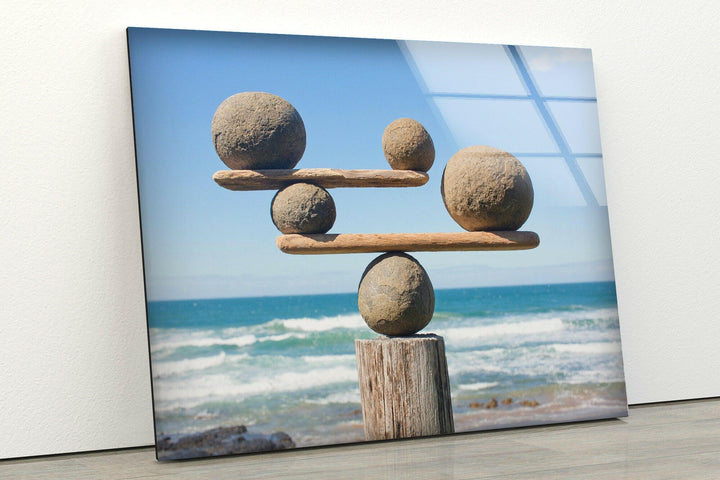 Stone and Balance Glass Art Painting & Cool Home Decor