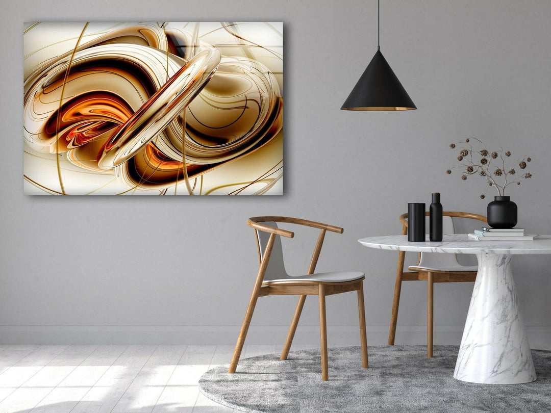 Brown Modern Fractal Art Glass Wall Art