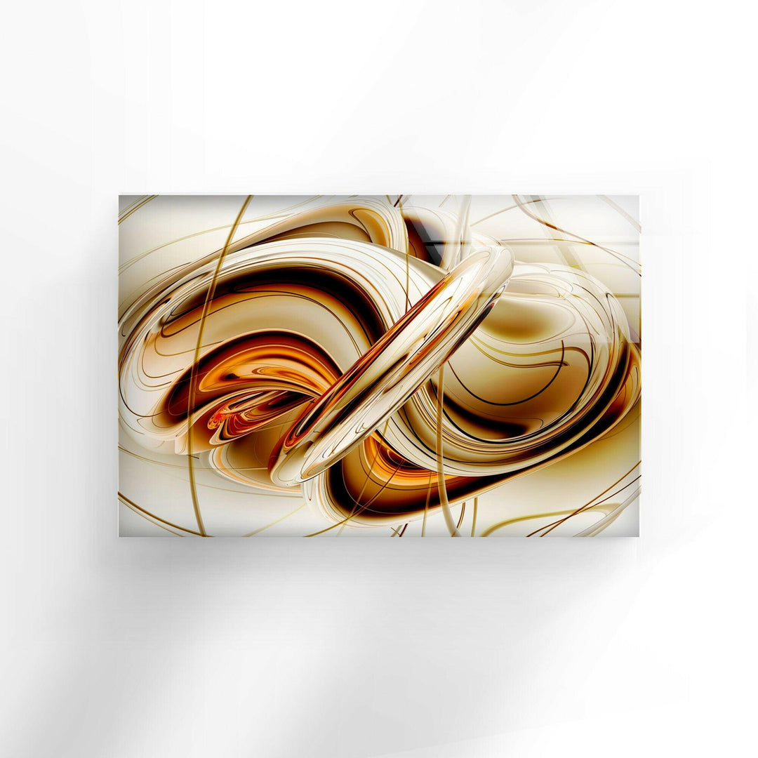 Brown Modern Fractal Art Glass Wall Art