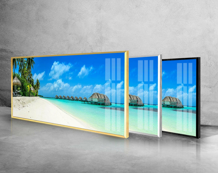 Tropical Beach Landscape Glass Wall Art, glass image printing, glass prints from photos