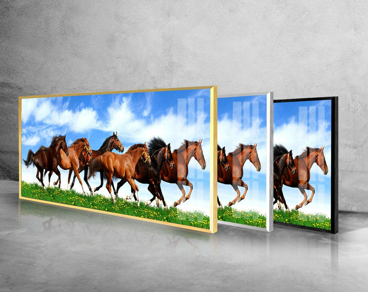 Galloping Horses Glass Wall Art, custom glass pictures, glass art prints