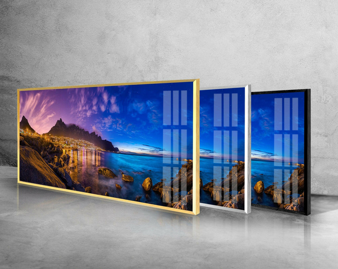 Cape Town Night Landscape Glass Wall Art, glass photo prints, glass picture prints