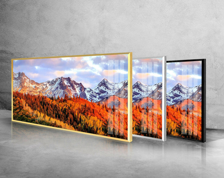 Mountain Autumn Landscape Glass Wall Art, print picture on glass, Tempered Glass Wall Art