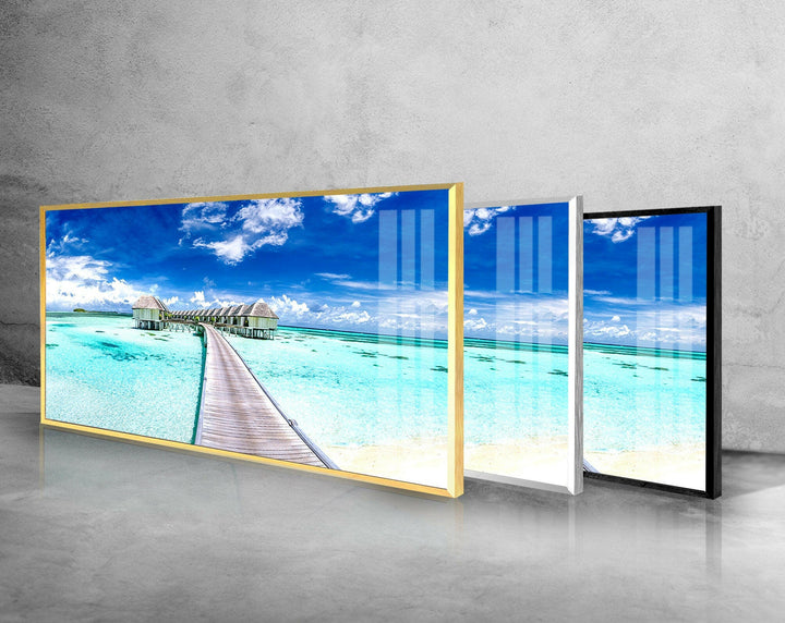 Maldives Beaches Landscape Glass Wall Art, art glass wall art, glass wall art pictures