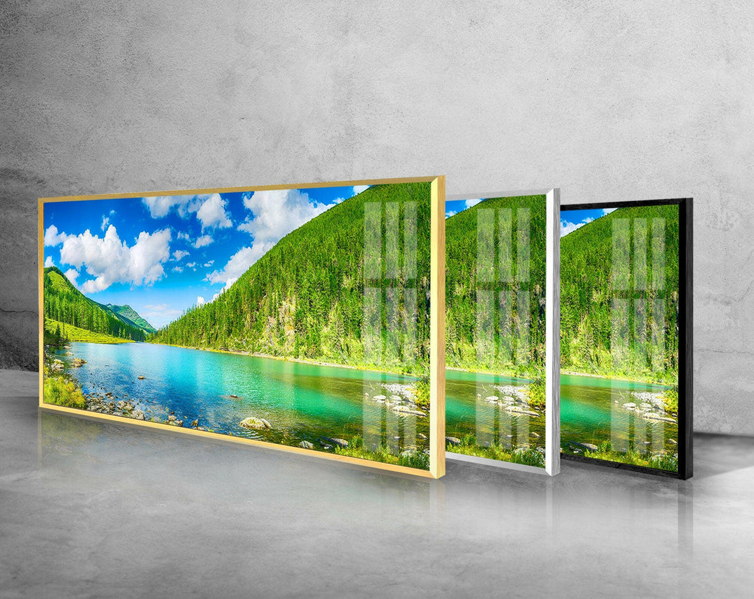 Mountain&Lake Nature Landscape Glass Wall Art, glass image printing, glass prints from photos