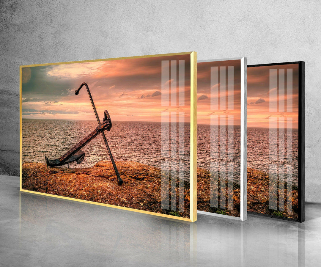 Sunset Anchor Glass Wall Art glass photo prints, glass picture prints