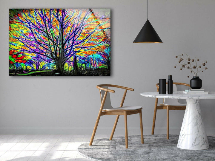 Colourful Tree of Life Glass Wall Art