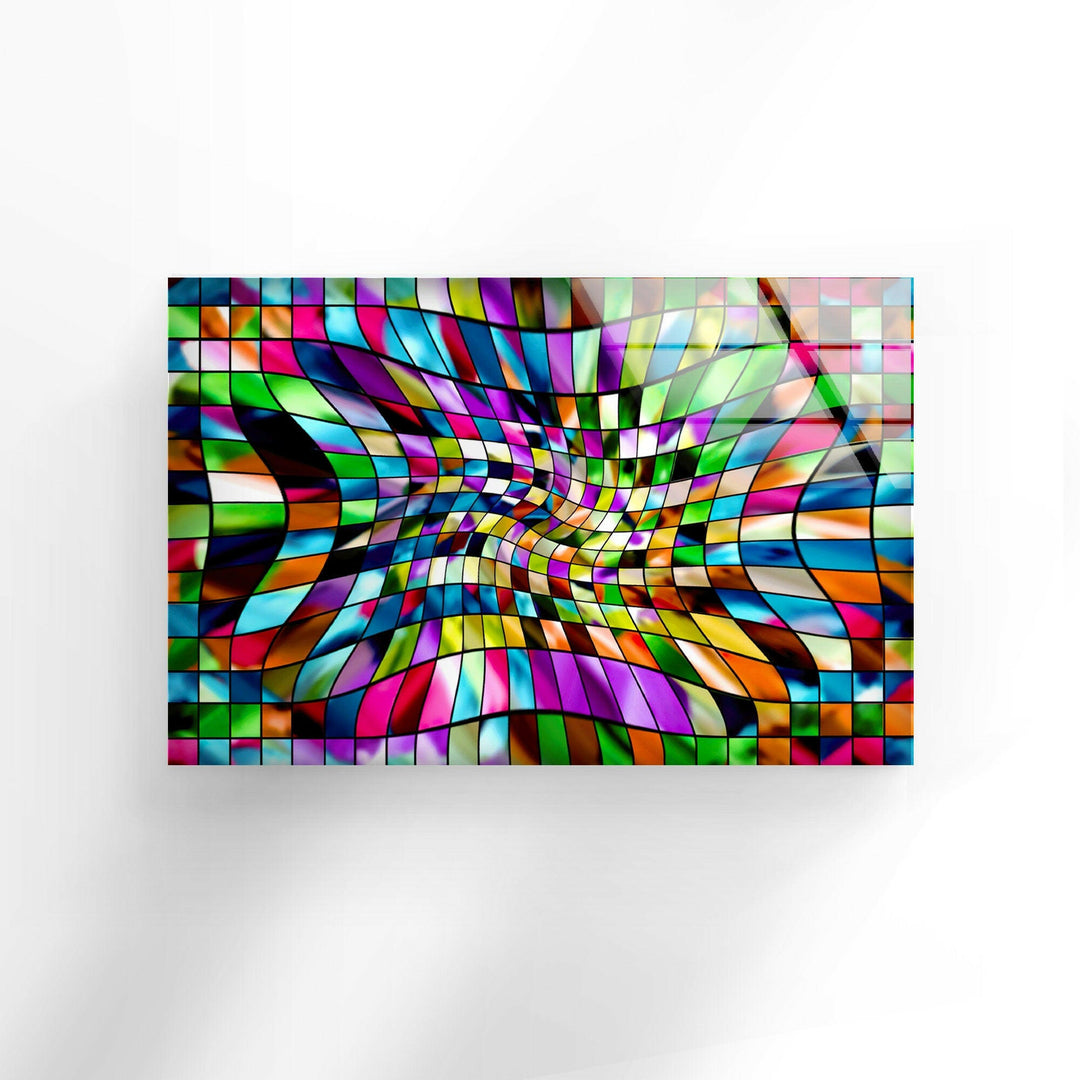 Mix Colors Fractal Art Tempered Glass Wall Art