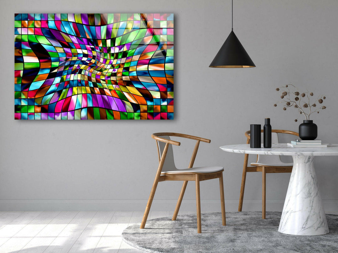 Mix Colors Fractal Art Glass Wall Art